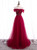 Burgundy Tulle Star Sequins Off the Shoulder Beading Prom Dress
