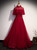 Burgundy Tulle Beading Sequins Strapless Prom Dress 