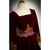 Burgundy Velvet Long Sleeve Appliques Square Prom Dress