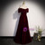 Burgundy Velvet Off the Shoulder Pearls Prom Dress