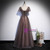 Brown Tulle V-neck Short Sleeve Beading Sequins Prom Dress