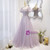 Light Purple Tulle Puff Sleeve Beading Prom Dress