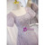 Light Purple Tulle Puff Sleeve Beading Prom Dress