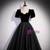 Black Tulle Velvet Short Sleeve Prom Dress