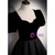 Black Tulle Velvet Short Sleeve Prom Dress