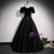 Black Tulle Velvet Short Sleeve Prom Dress