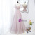 Pink Tulle Sequins Square Puff Sleeve Prom Dress