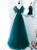 Dark Green Tulle V-neck Beading Prom Dress