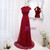 Burgundy Sequins High Cap Sleeve Prom Dress