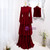 Burgundy High Neck Long Sleeve Prom Dress