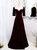 Burgudny Velvet Square Short Sleeve Pleats Prom Dress Burgudny Velvet Square Short Sleeve Pleats Prom Dress