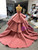 Pink Ball Gown Tulle Halter Tiers Prom Dress