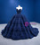 Navy Blue Tulle Sweetheart Pleats Beading Prom Dress