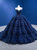Navy Blue Tulle Sweetheart Pleats Beading Prom Dress