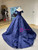 Navy Blue Ball Gown Lace Off the Shoulder Prom Dress