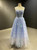 Simple Blue Tulle Appliques Beading Prom Dress