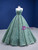 Green Sequins Appliques Strapless Prom Dress