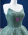 Green Sequins Appliques Strapless Prom Dress
