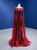 Burgundy Mermaid Tulle Sequins Long Sleeve Prom Dress