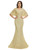 Gold V-neck Bat Sleeve Mermaid Sequins Prom Dress