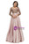 Pink Satin Sequins Square Long Sleeve Prom Dress