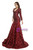 Burgundy Mermaid V-neck Long Sleeve Sequins Prom Dress