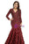 Burgundy Mermaid V-neck Long Sleeve Sequins Prom Dress