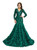 Green Mermaid V-neck Long Sleeve Sequins Prom Dress