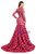 Pink Mermaid V-neck Long Sleeve Sequins Prom Dress