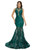 Green Mermaid Sequins Scoop Prom Dress