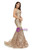 Champagne Gold Mermaid Sequins See-through Prom Dress