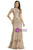 Gold Sequins Short Sleeve Long Prom Dress