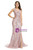 Pink Mermaid V-neck Sequins Prom Dress With Split