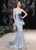 In Stock:Ship in 48 Hours Blue Mermaid Sequins Strapless prom Dress