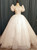 White Tulle Puff Sleeve Beading Sequins Wedding Dress