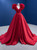 Red Satin V-neck Pleats Prom Dress