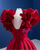 Red Satin V-neck Pleats Prom Dress