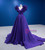 Purple Satin V-neck Pleats Prom Dress