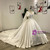 White Satin V-neck Wedding Dress With Long Train