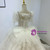 White Tulle Lace Puff Sleeve Beading Pearls Wedding Dress
