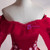 Red Satin Short Sleeve Appliques Quinceanera Dress