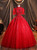 Red Tulle Sequins Short Sleeve Quinceanera Dresses