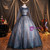 Blue Tulle Sequins Long Sleeve Quinceanera Dresses