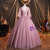 Pink Tulle V-neck Appliques Short Sleeve Quinceanera Dresses