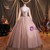 Pink Long Sleeve Appliques Quinceanera Dresses