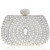 White Beads Rhinestone Shell Design Women's Dinner Bag