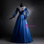 Navy Blue Tulle Long Sleeve Backless Quinceanera Dress