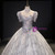 Gray Tulle Sequins High Neck Short Sleeve Quinceanera Dress