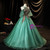 Green Tulle Straps Beading Quinceanera Dress