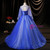 Blue Tulle Backless Sequins Appliques Quinceanera Dress